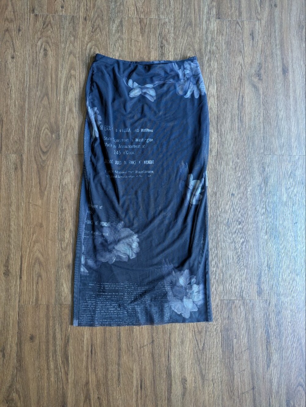 Desigual Tulle Newspaper Floral Print Midi Skirt Sz S